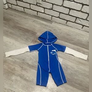 Blue and White Hooded Swimsuit size 2